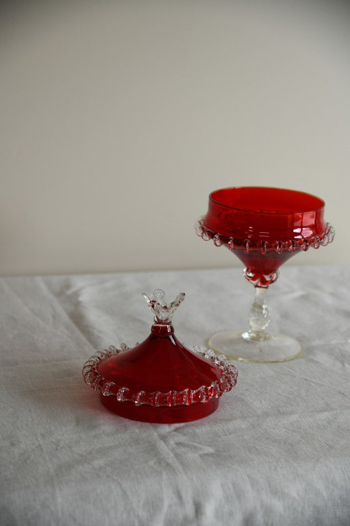 Red Covered Stem Dish
