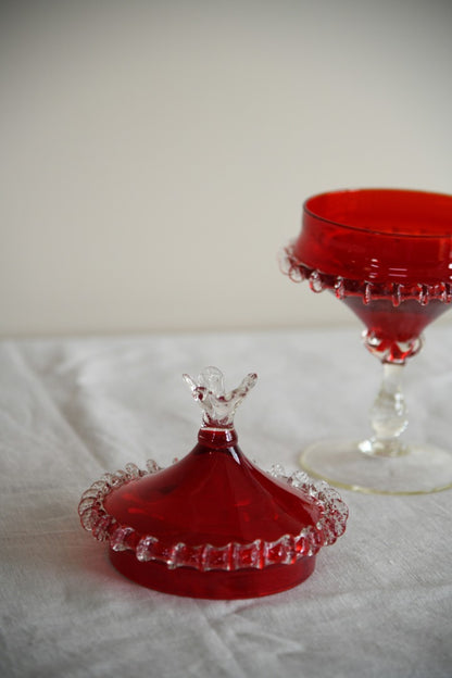 Red Covered Stem Dish