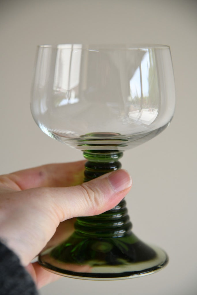4 Retro Green Beehive Wine Glasses