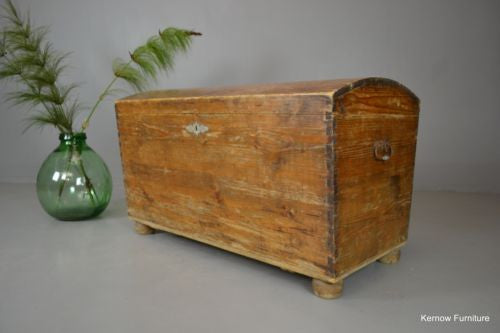 Antique Dutch Pine Kist Dome Top Trunk Chest - Kernow Furniture