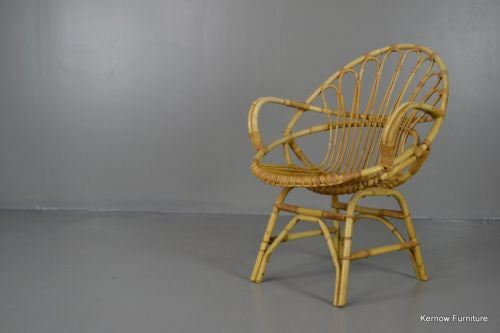 Retro Cane Boho Albini Style Bedroom Chair Small Lounge Chair - Kernow Furniture