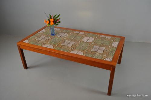 Large Retro Teak Tiled Coffee Table - Kernow Furniture