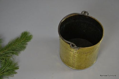 Vintage Riveted Brass Coal Bucket - Kernow Furniture