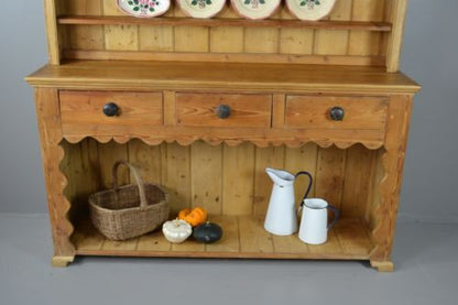 Large Antique Stripped Pine Kitchen Dresser - Kernow Furniture