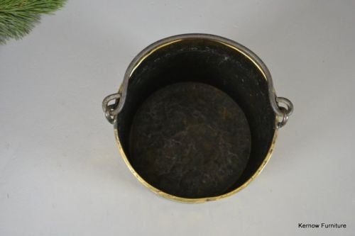 Vintage Riveted Brass Coal Bucket - Kernow Furniture