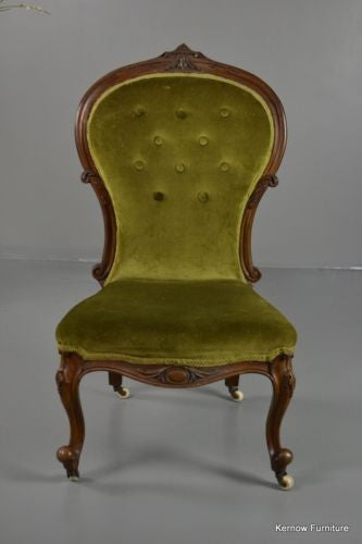 Antique Victorian Button Back Armchair Nursing Chair - Kernow Furniture