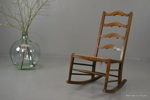 Rustic Country Ladderback Rush Rocking Chair - Kernow Furniture