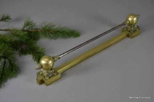 Antique 19th Century Brass Adjustable Fire Fender - Kernow Furniture