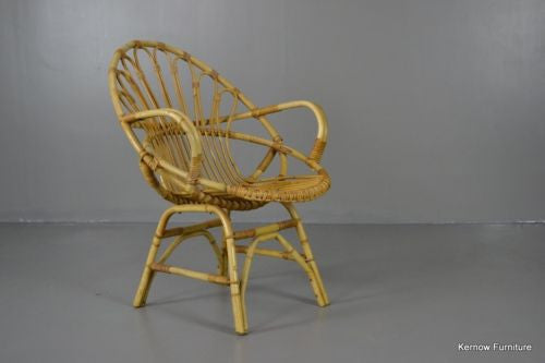 Retro Cane Boho Albini Style Bedroom Chair Small Lounge Chair - Kernow Furniture