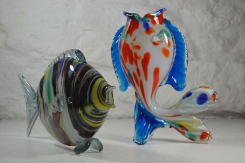 Pair Murano Coloured Glass Fish - Kernow Furniture