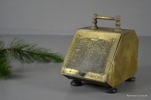 Antique Victorian Brass Coal Scuttle - Kernow Furniture