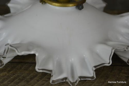 Vintage French Ruffled Opaline Milk Glass Ceiling Shade - Kernow Furniture