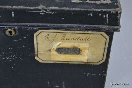 Small Antique Vintage Black Deed Tin - Kernow Furniture