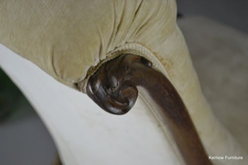 Antique Victorian Walnut Button Back Chair Armchair - Kernow Furniture