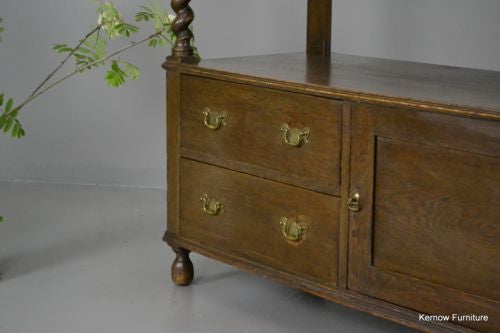 Antique Edwardian Oak Two Tier Buffet Server Sideboard - Kernow Furniture