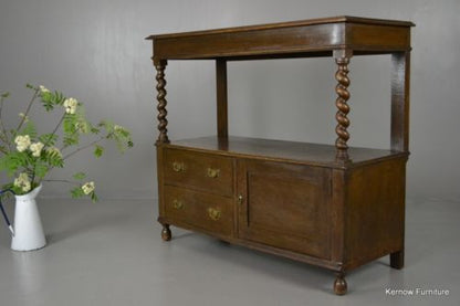 Antique Edwardian Oak Two Tier Buffet Server Sideboard - Kernow Furniture