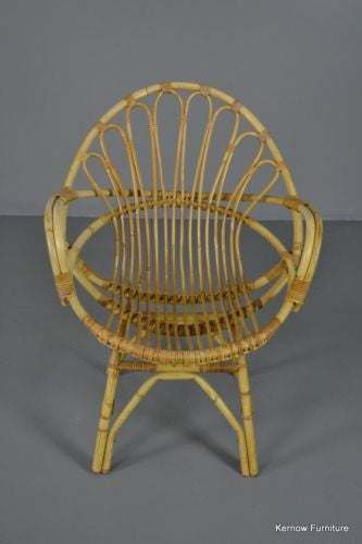 Retro Cane Boho Albini Style Bedroom Chair Small Lounge Chair - Kernow Furniture