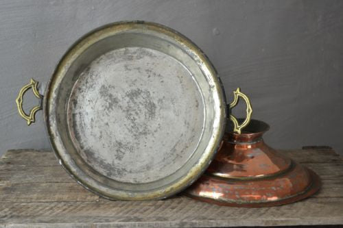 Decorative Antique Copper Pot & Lid - Kernow Furniture