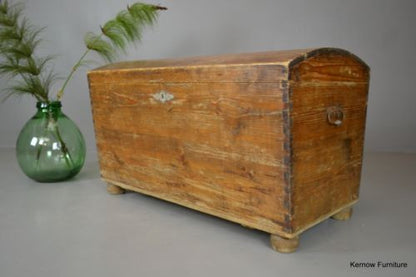 Antique Dutch Pine Kist Dome Top Trunk Chest - Kernow Furniture