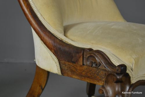 Antique Victorian Walnut Button Back Chair Armchair - Kernow Furniture