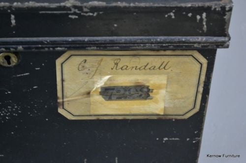 Small Antique Vintage Black Deed Tin - Kernow Furniture