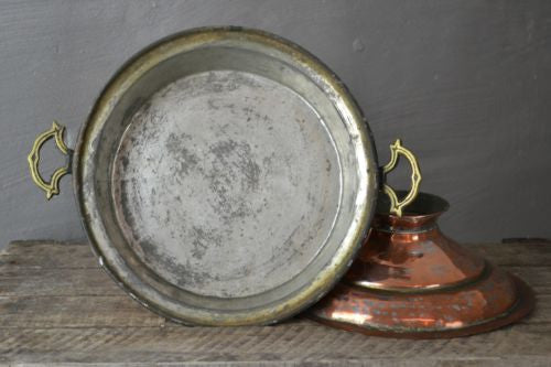 Decorative Antique Copper Pot & Lid - Kernow Furniture