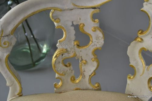 Pair Ornate White & Gold Rococo Style Corner Chairs - Kernow Furniture