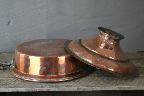 Decorative Antique Copper Pot & Lid - Kernow Furniture