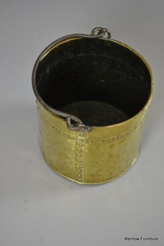 Vintage Riveted Brass Coal Bucket - Kernow Furniture