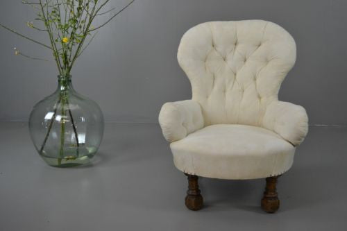 Antique Victorian Button Back Armchair Nursing Chair - Kernow Furniture