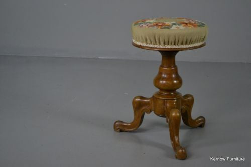 Antique Victorian Adjustable Music Stool - Kernow Furniture