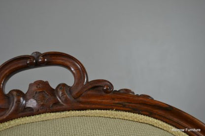 Antique Victorian Rosewood Floral Needlework Nursing Chair - Kernow Furniture