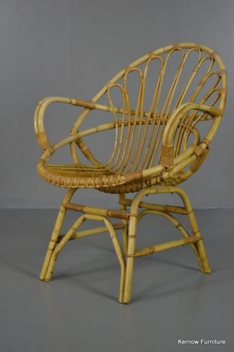 Retro Cane Boho Albini Style Bedroom Chair Small Lounge Chair - Kernow Furniture