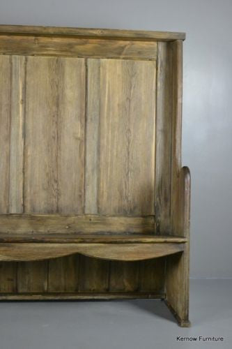 Tavern Style High Back Rustic Pine Settle - Kernow Furniture