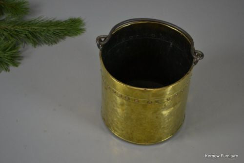 Vintage Riveted Brass Coal Bucket - Kernow Furniture