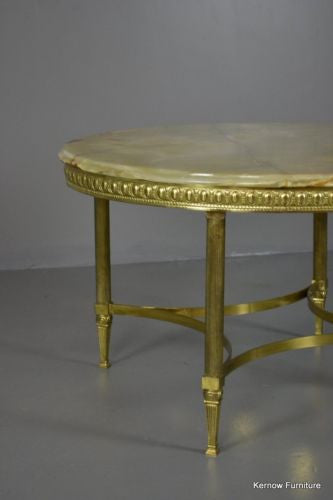 Retro 1970s Onyx & Brass Coffee Table - Kernow Furniture