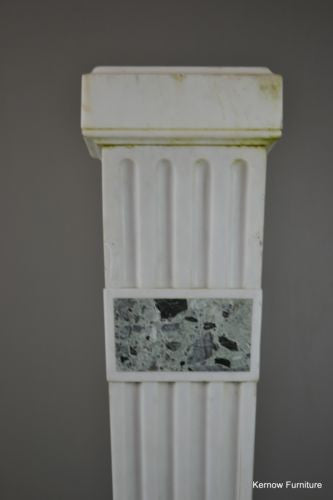 Antique Neoclassical Style White Marble Pedestal - Kernow Furniture