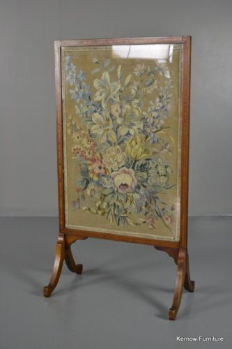 Antique Inlaid Mahogany Floral Fire Screen - Kernow Furniture