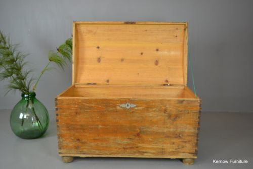 Antique Dutch Pine Kist Dome Top Trunk Chest - Kernow Furniture