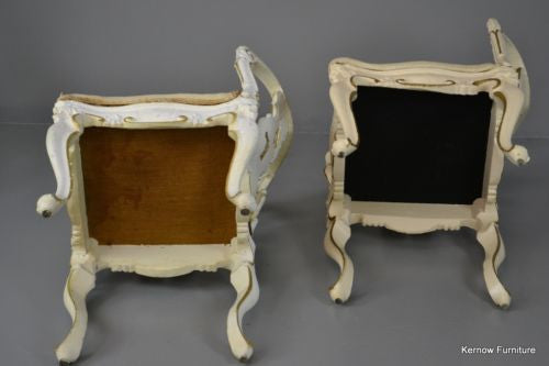 Pair Ornate White & Gold Rococo Style Corner Chairs - Kernow Furniture