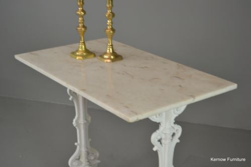 Cast Iron & White Marble Table - Kernow Furniture