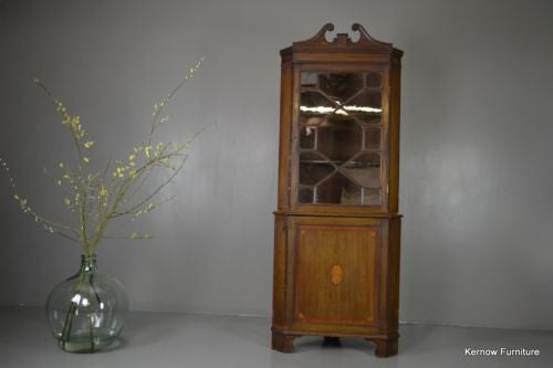 Edwardian Astragal Glazed Corner Cabinet - Kernow Furniture