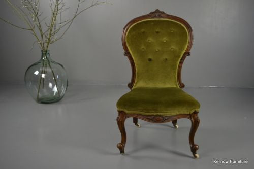 Antique Victorian Button Back Armchair Nursing Chair - Kernow Furniture