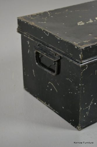 Small Antique Vintage Black Deed Tin - Kernow Furniture