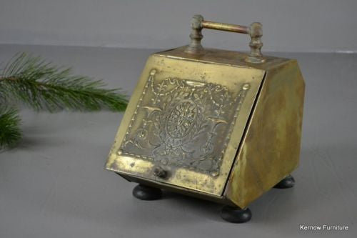 Antique Victorian Brass Coal Scuttle - Kernow Furniture