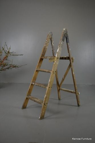 Vintage Wooden Folding Ladder - Kernow Furniture