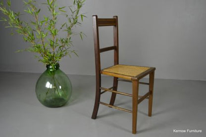 Antique Edwardian Cane Occasional Side Hall Chair - Kernow Furniture