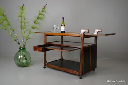 Retro Mid Century Rosewood Drinks Serving Tea Trolley - Kernow Furniture