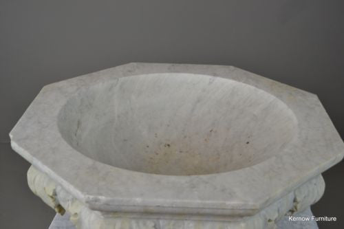 Huge Acanthus Carved White Marble Bowl Basin - Kernow Furniture