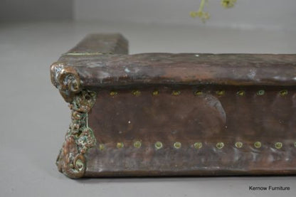 Antique Victorian Rams Head Copper Fire Fender - Kernow Furniture